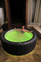 M-Spa Aurora Inflatable Hot Tub 6 Person LED Lighting Navy