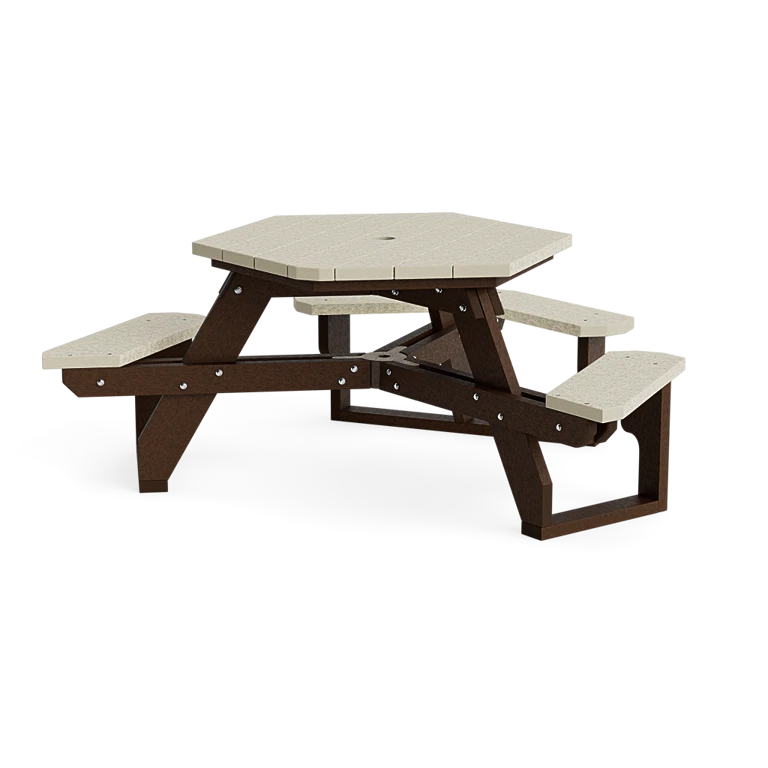 Polly Products 46-Inch Hexagon Wheelchair Accessible Recycled Plastic Picnic Table