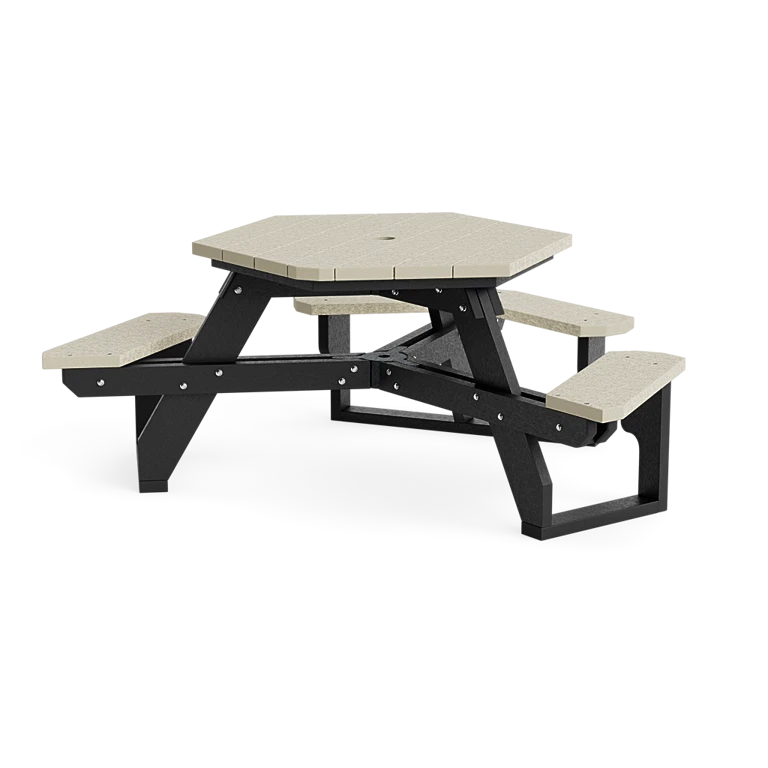 Polly Products 46-Inch Hexagon Wheelchair Accessible Recycled Plastic Picnic Table