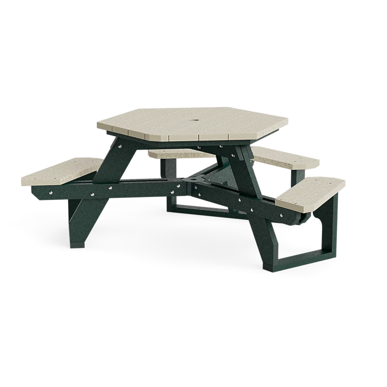 Polly Products 46-Inch Hexagon Wheelchair Accessible Recycled Plastic Picnic Table