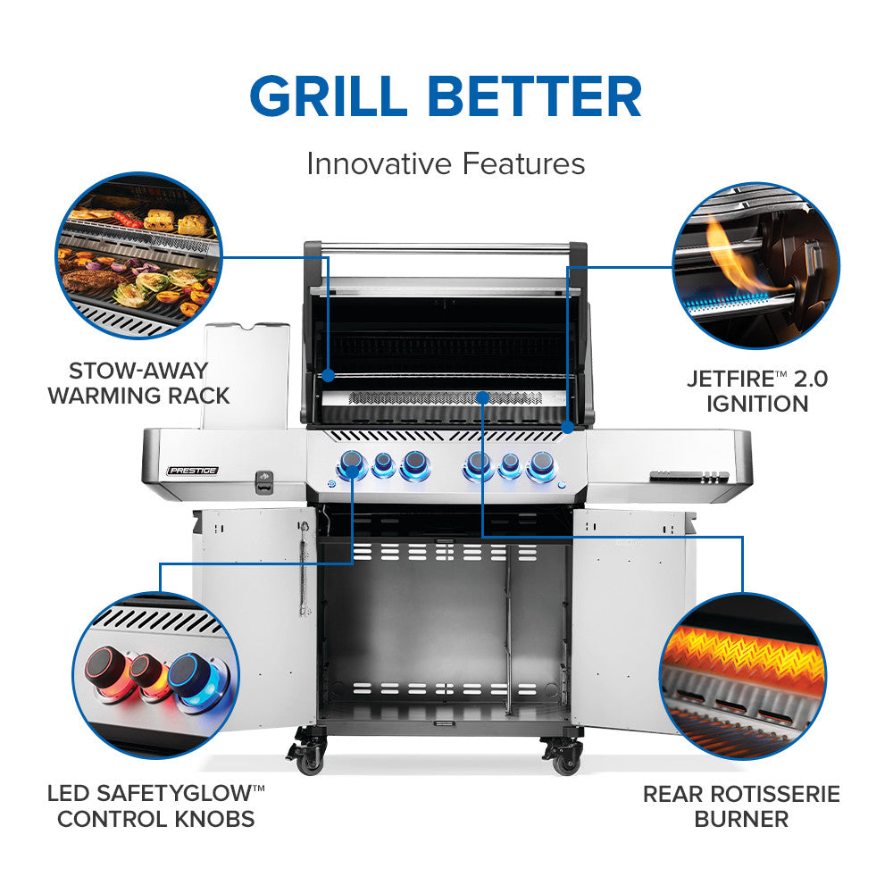 Napoleon Prestige 500 RSIB Natural Gas Grill with Infrared Side and Rear Burner P500VRSIBNSS