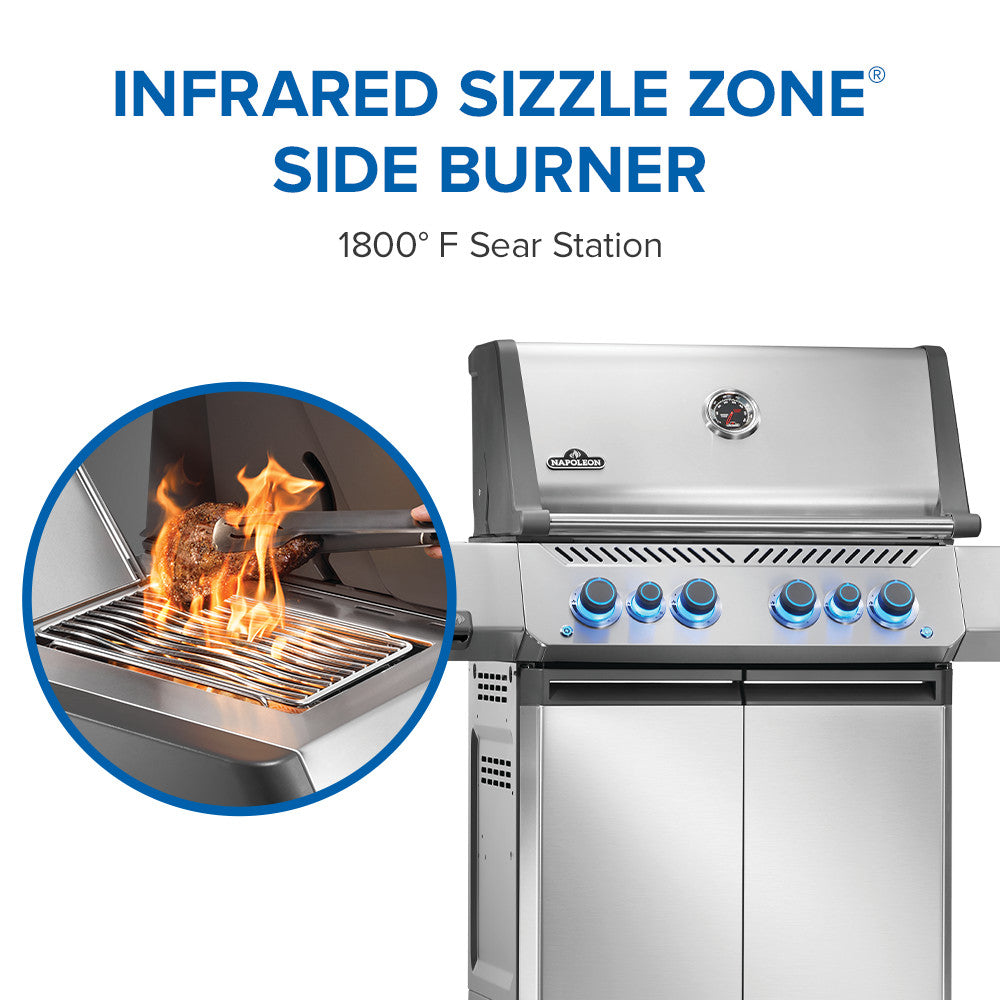 Napoleon Prestige 500 RSIB Natural Gas Grill with Infrared Side and Rear Burner P500VRSIBNSS