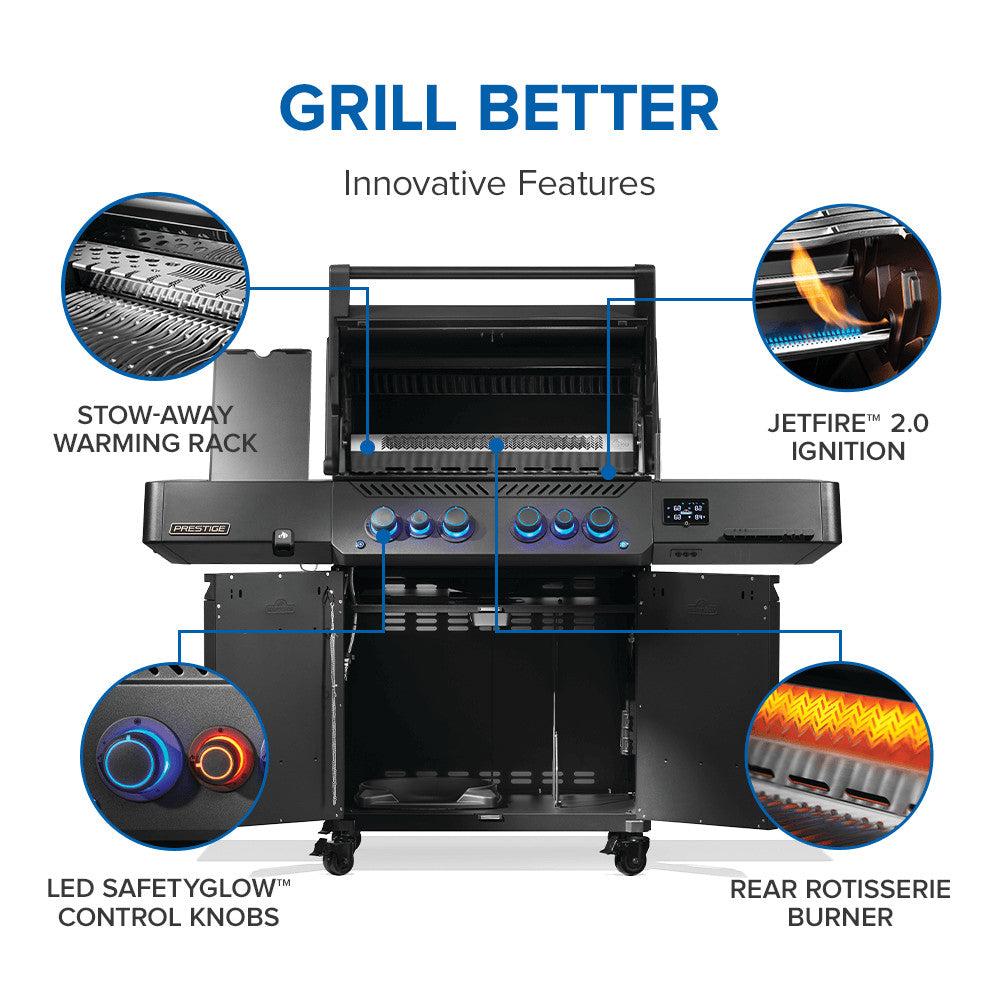 Napoleon Phantom Prestige 500 Connected Natural Gas Grill with Infrared Side and Rear Burner P500VXRSIBNK-PHM
