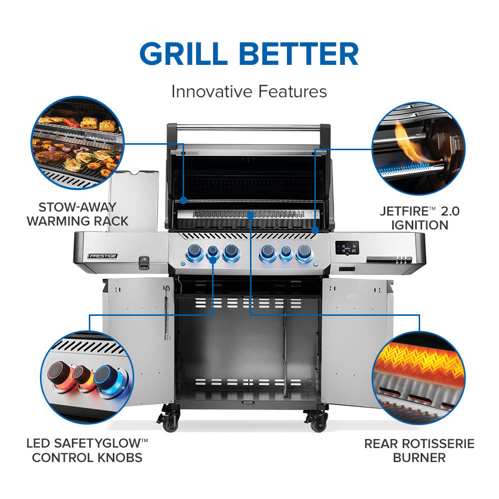 Napoleon Prestige 500 Connected Natural Gas Grill with Infrared Side and Rear Burner P500VXRSIBNSS
