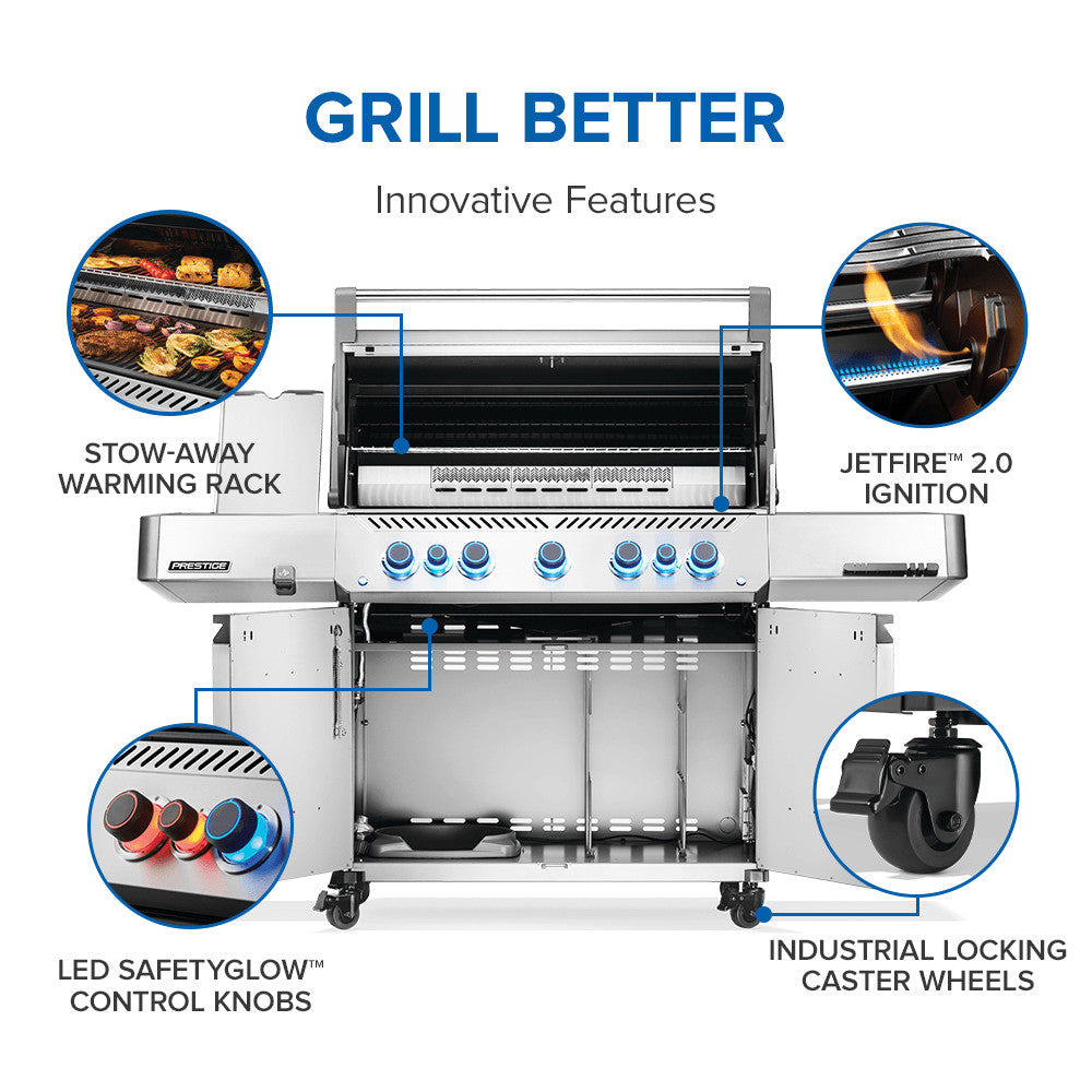 Napoleon Prestige 665 Connected Natural Gas Grill with Infrared Side and Rear Burner P665VRSIBNSS