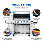 Napoleon Prestige 665 Connected Natural Gas Grill with Infrared Side and Rear Burner P665VXRSIBNSS