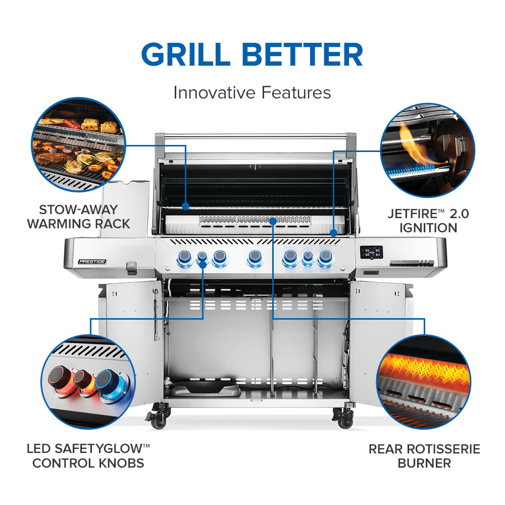 Napoleon Prestige 665 Connected Natural Gas Grill with Infrared Side and Rear Burner P665VXRSIBNSS
