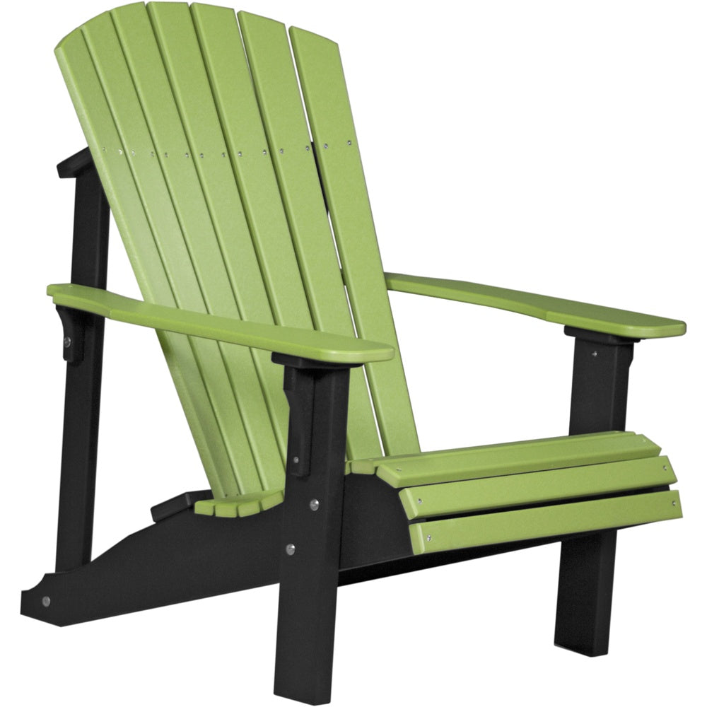 LuxCraft Deluxe Adirondack Chair (PDAC) - PDACLGB Poly Deluxe Adirondack Chair (Lime Green & Black)