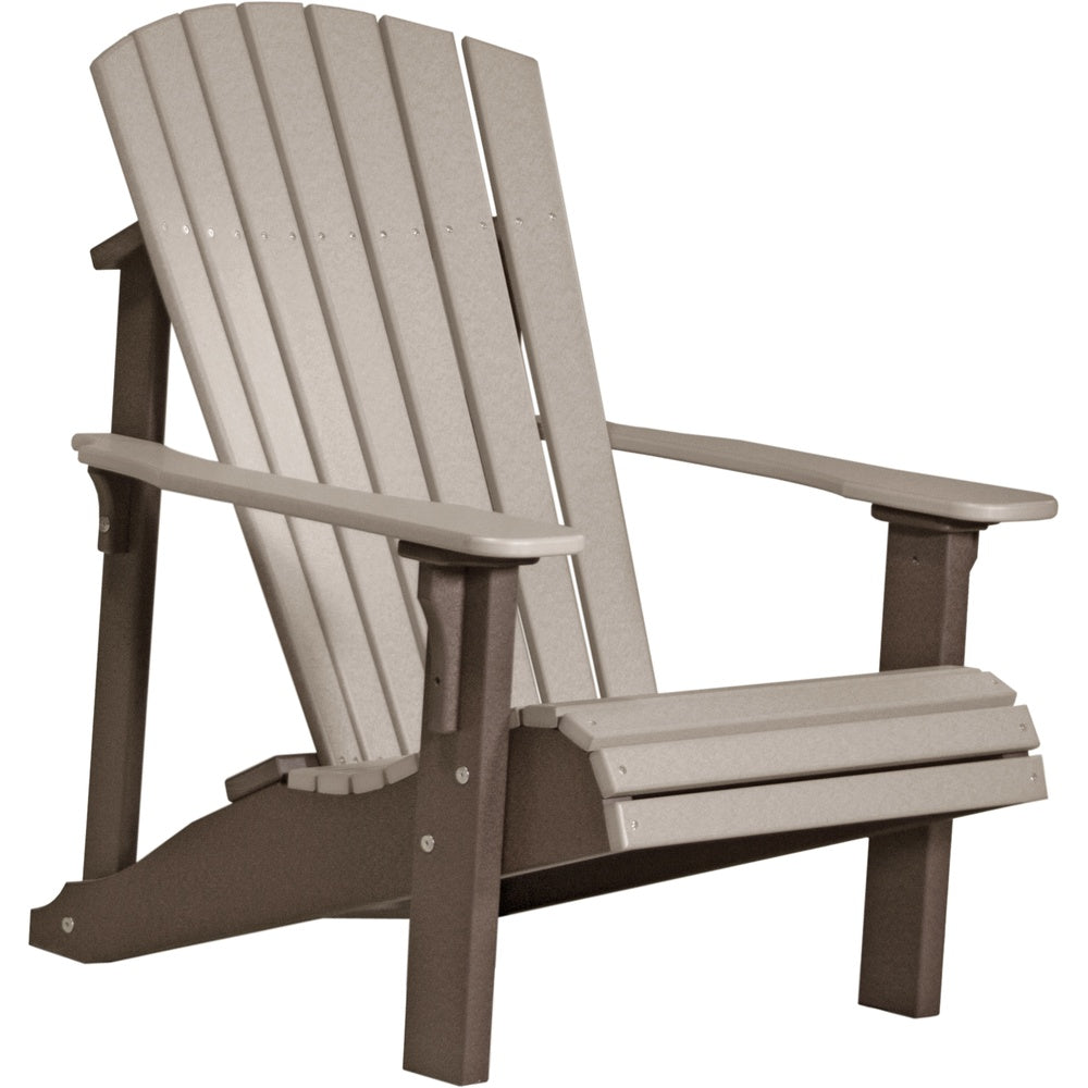 LuxCraft Deluxe Adirondack Chair (PDAC) - PDACWWCBR Poly Deluxe Adirondack Chair (Weatherwood & Chestnut Brown)