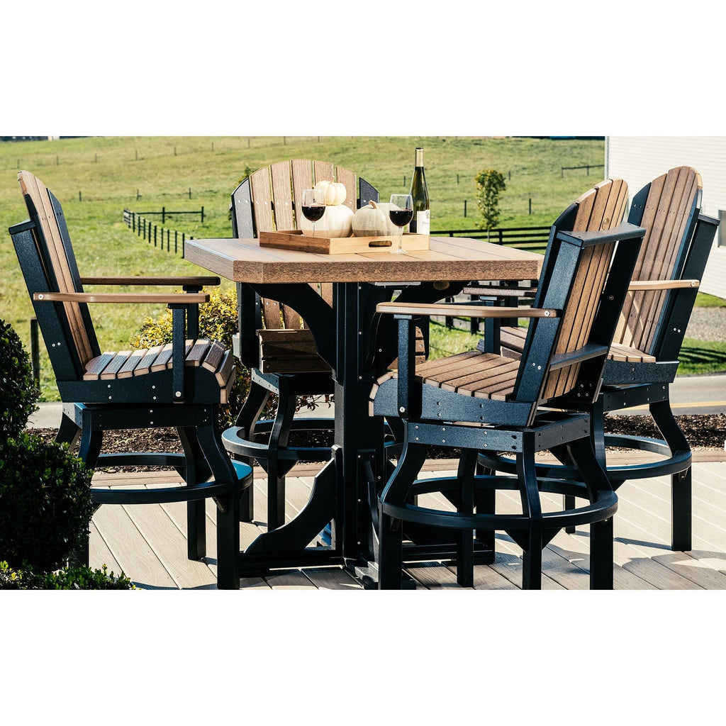 LuxCraft 41" Square Dining Table Set with 4 Swivel Chairs