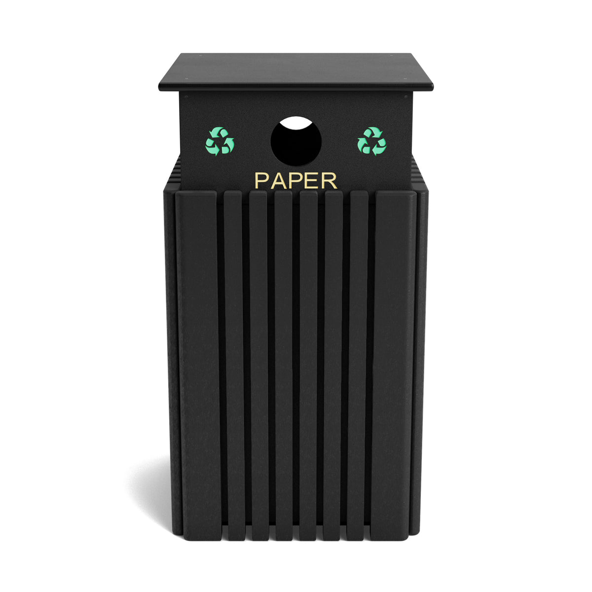 Polly Products Tall 40 Gallon Recycling Receptacles - R40C-Paper-BK-NEW-WEB.jpg