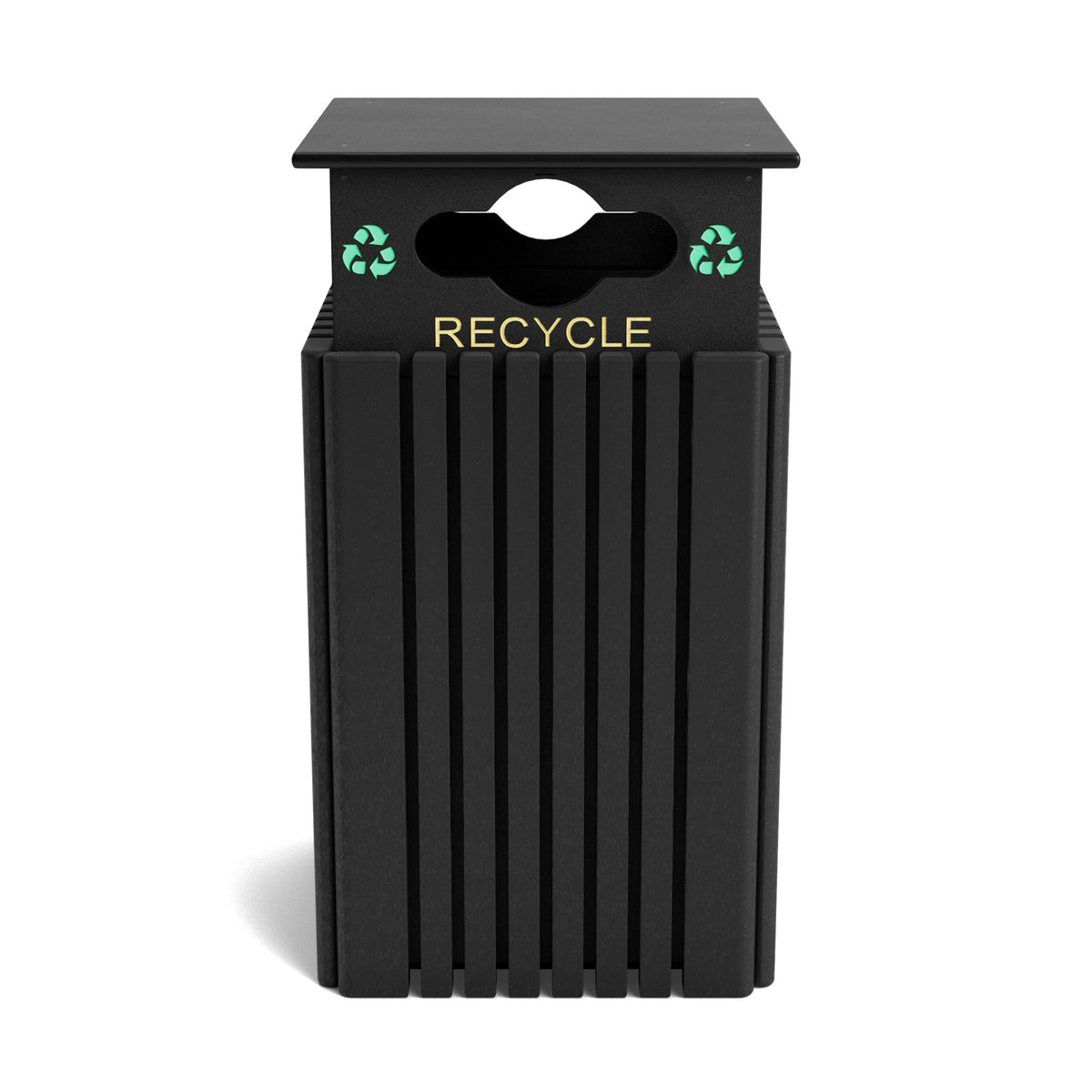 Polly Products Tall 40 Gallon Recycling Receptacles - R40C-Recycle-BK-NEW-WEB.jpg
