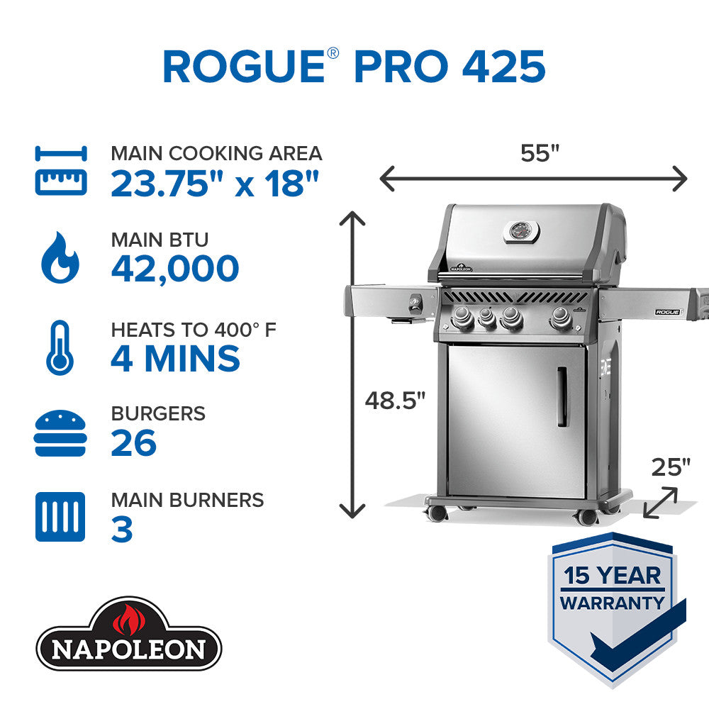 Napoleon Rogue PRO 425 SIB Natural Gas Grill with Infrared Side Burner RP425SIBNSS-2