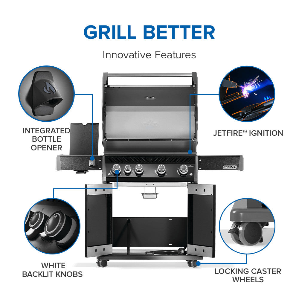 Napoleon Rogue PRO 525 SIB Natural Gas Grill with Infrared Side Burner RP525SIBNK-2