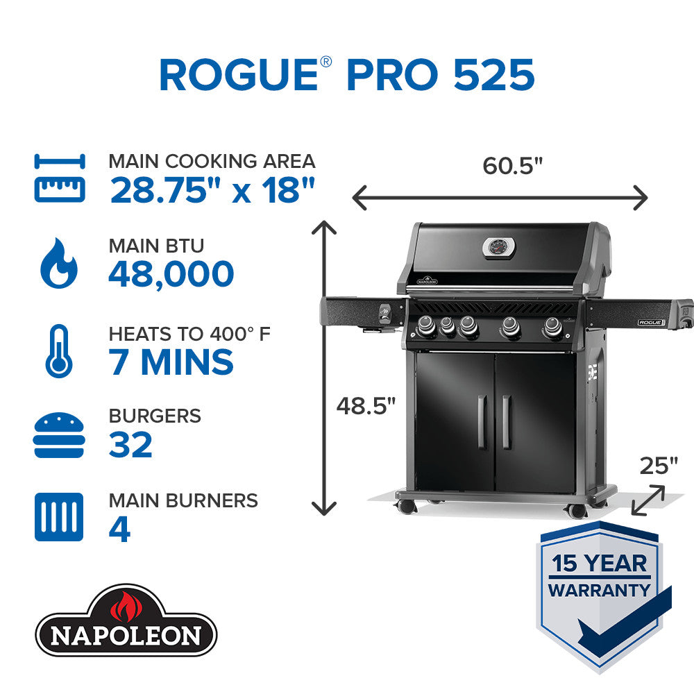 Napoleon Rogue PRO 525 SIB Natural Gas Grill with Infrared Side Burner RP525SIBNK-2