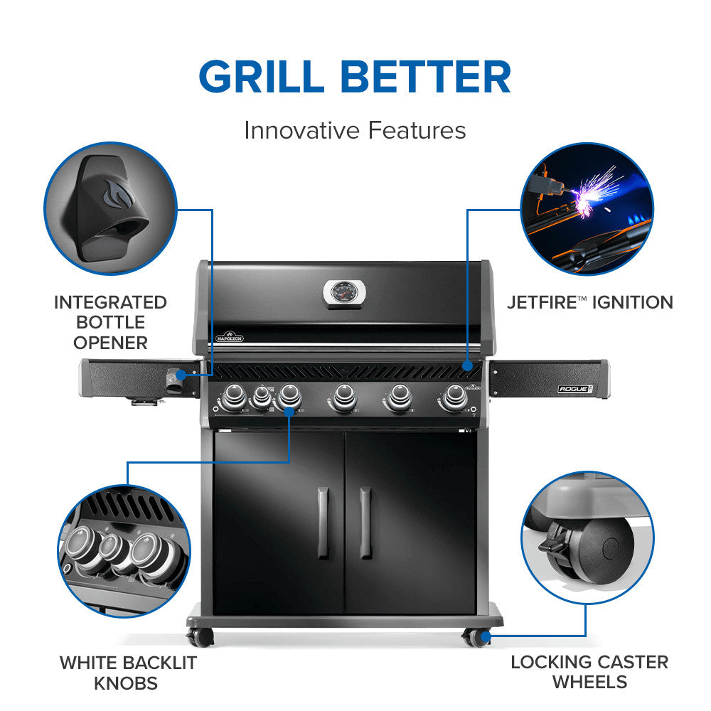 Napoleon Rogue PRO 625 SIB Natural Gas Grill with Infrared Side Burner RP625SIBNK-2