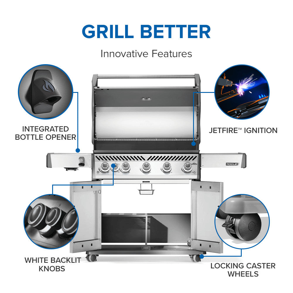 Napoleon Rogue PRO 625 SIB Natural Gas Grill with Infrared Side Burner RP625SIBNSS-2