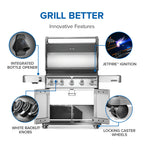 Napoleon Rogue PRO 625 SIB Natural Gas Grill with Infrared Side Burner RP625SIBNSS-2