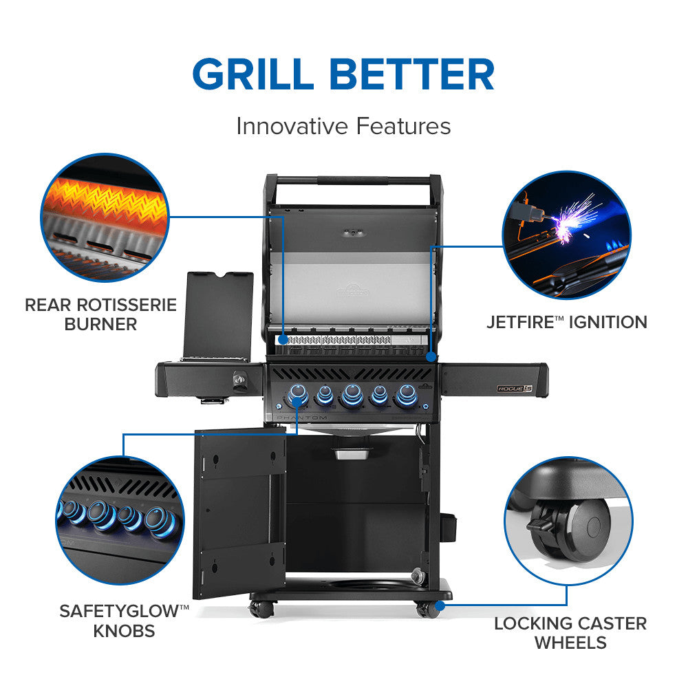 Napoleon Phantom Rogue PRO-S 425 RSIB Natural Gas Grill with Infrared Side and Rear Burner RPS425RSIBNK-2-PHM