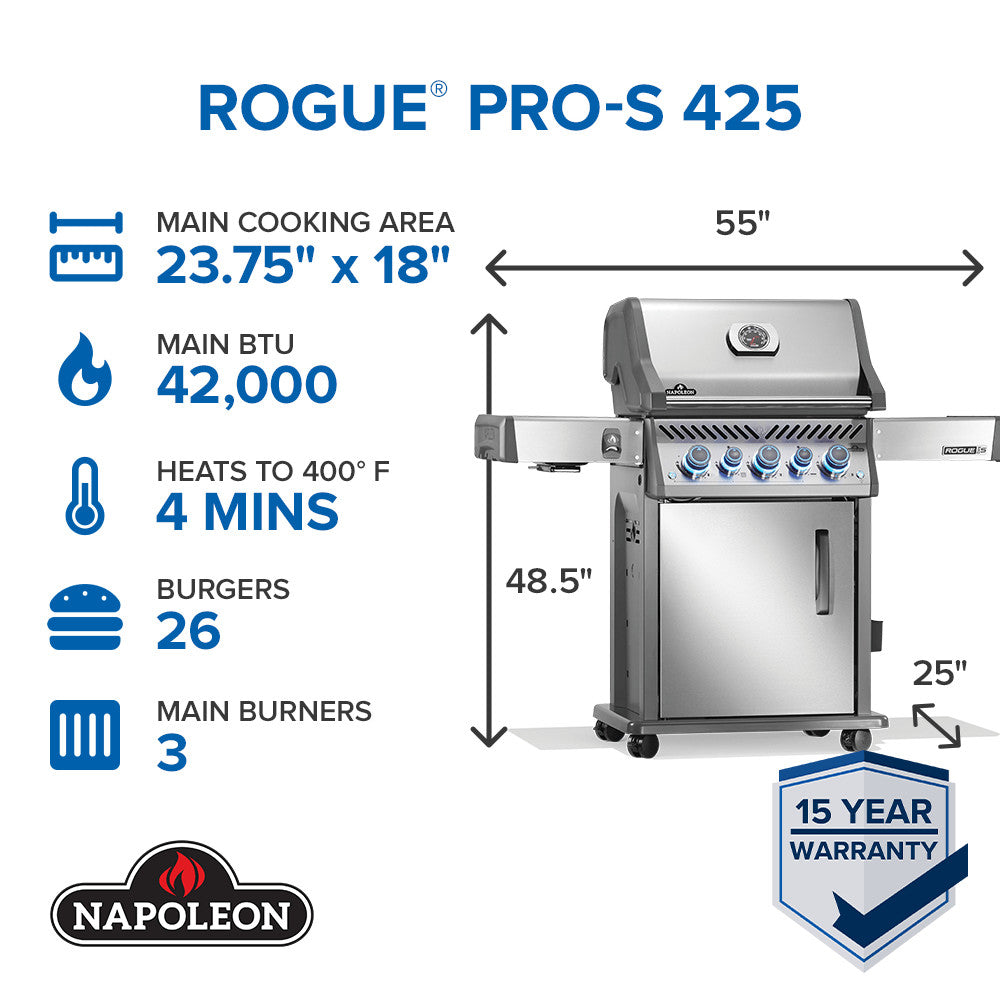 Napoleon Rogue PRO-S 425 RSIB Grill with Infrared Side and Rear Burner RPS425RSIBNSS-2