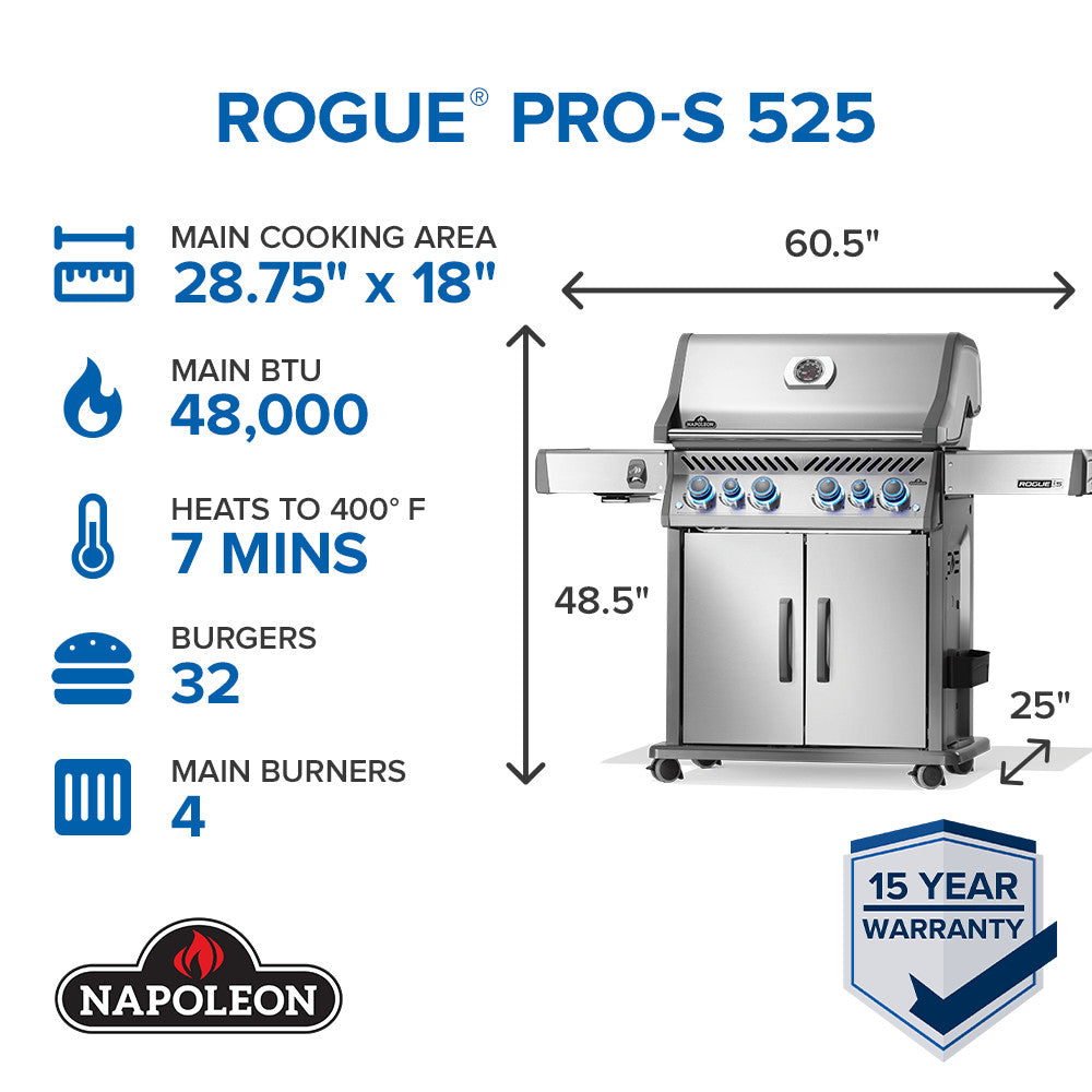 Napoleon Rogue PRO-S 525 RSIB Natural Gas Grill with Infrared Side and Rear Burner RPS525RSIBNSS-2