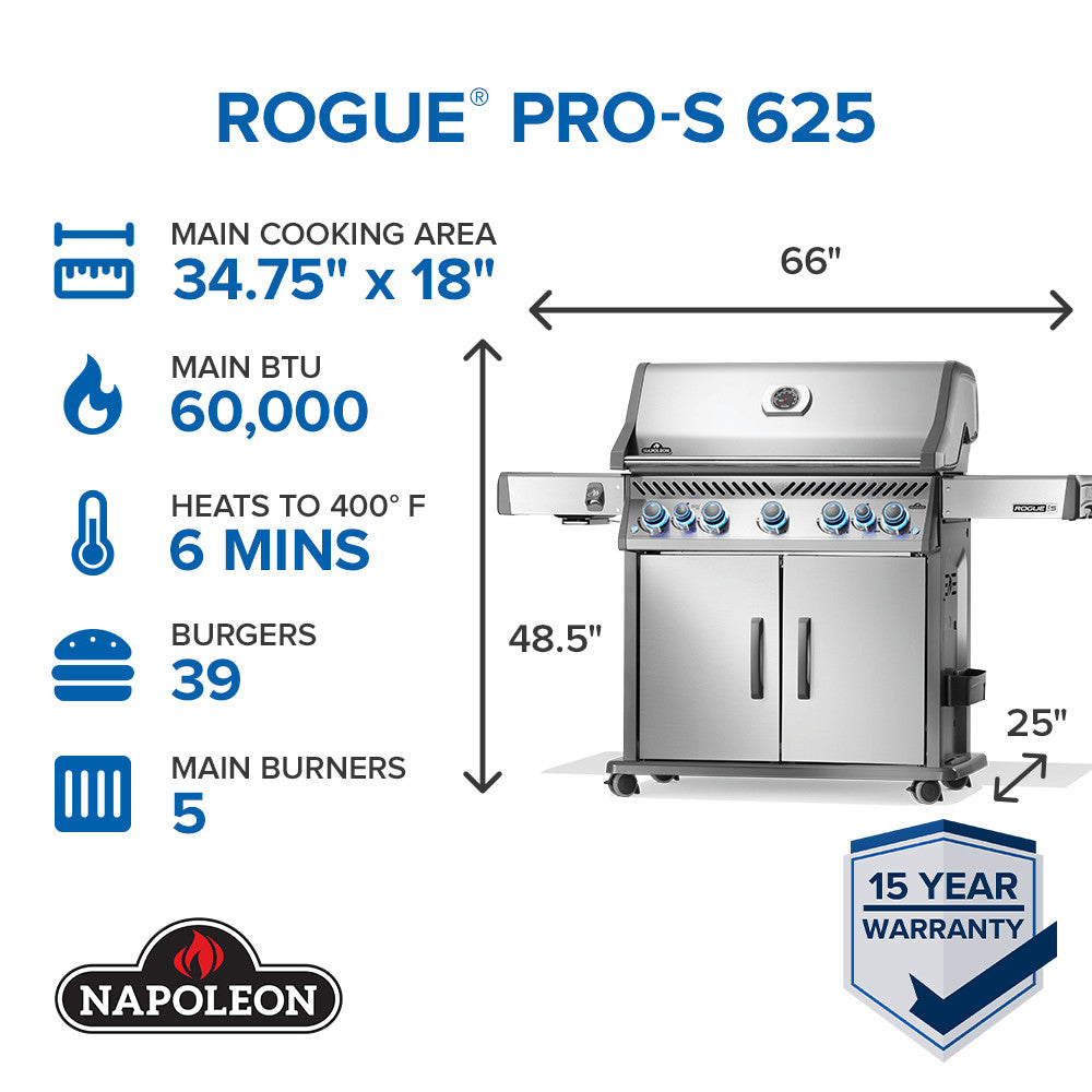 Napoleon Rogue PRO-S 625 RSIB Natural Gas Grill with Infrared Side and Rear Burner RPS625RSIBNSS-2