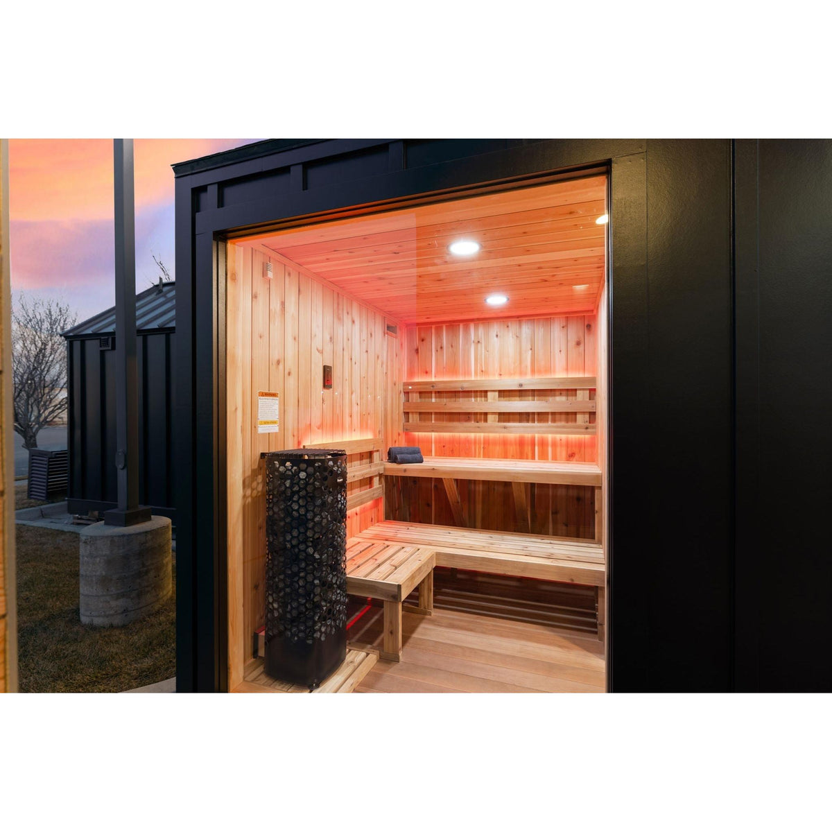 Sweaty Yeti Sauna Fit 4-6 Person Outdoor Sauna & Fitness Cabin 8 x 17 ft