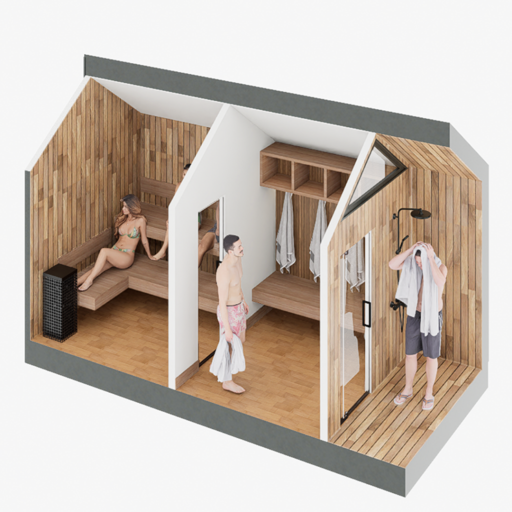 Sweaty Yeti Sauna Plus 6-8 Person Outdoor Sauna & Changing Room Cabin 8 x 17 ft
