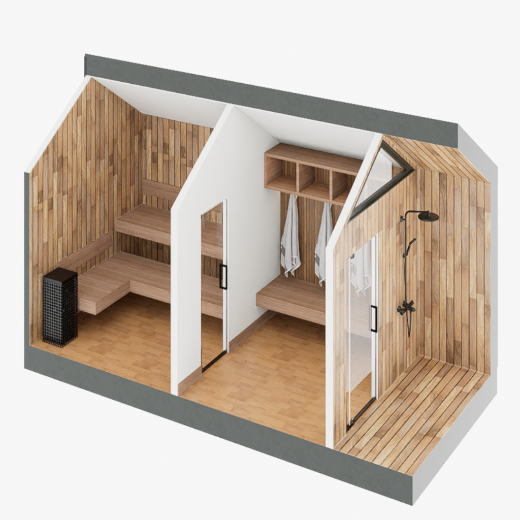 Sweaty Yeti Sauna Plus 6-8 Person Outdoor Sauna & Changing Room Cabin 8 x 17 ft