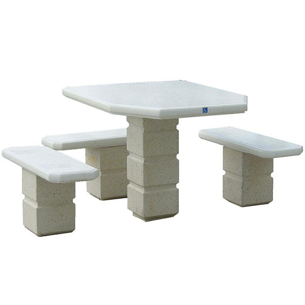 Wausau Tile TF3091 Footed Square Pedestal Concrete ADA Compliant Table Set official product image