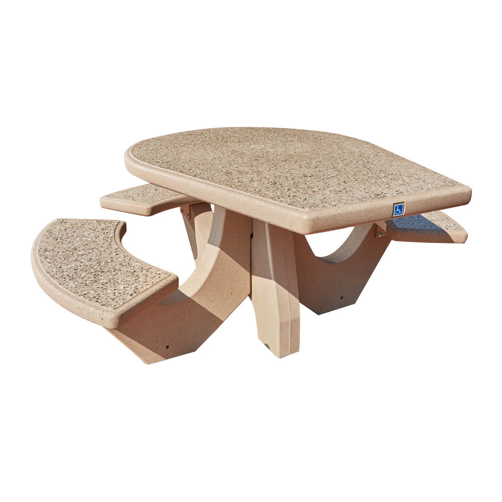 Wausau Tile TF3128 3-Seat Round Concrete ADA Compliant Table Set official product image