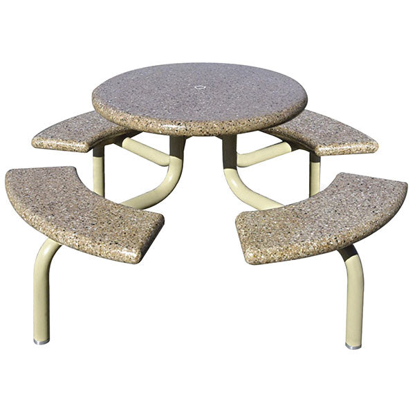Wausau Tile TF3138 4-Seat Round Concrete Table Set with Metal Legs official product image