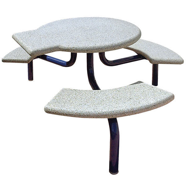 Wausau Tile TF3139 3-Seat Round Concrete ADA Compliant Table Set with Metal Legs official product image