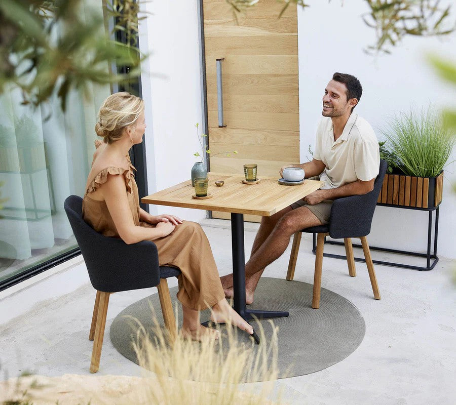 Cane-line Drop Square Teak Outdoor Cafe Table with Aluminum Base