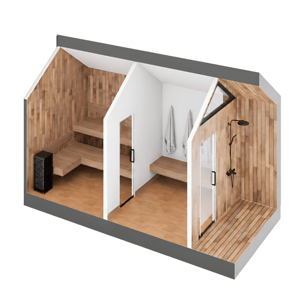 Sweaty Yeti Sauna Plus 6-8 Person Outdoor Sauna & Changing Room Cabin 8 x 17 ft - official Sweaty Yeti source image