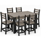 LuxCraft 44" x 72" Island 7-Piece Dining Table Set with 6 Side Chairs