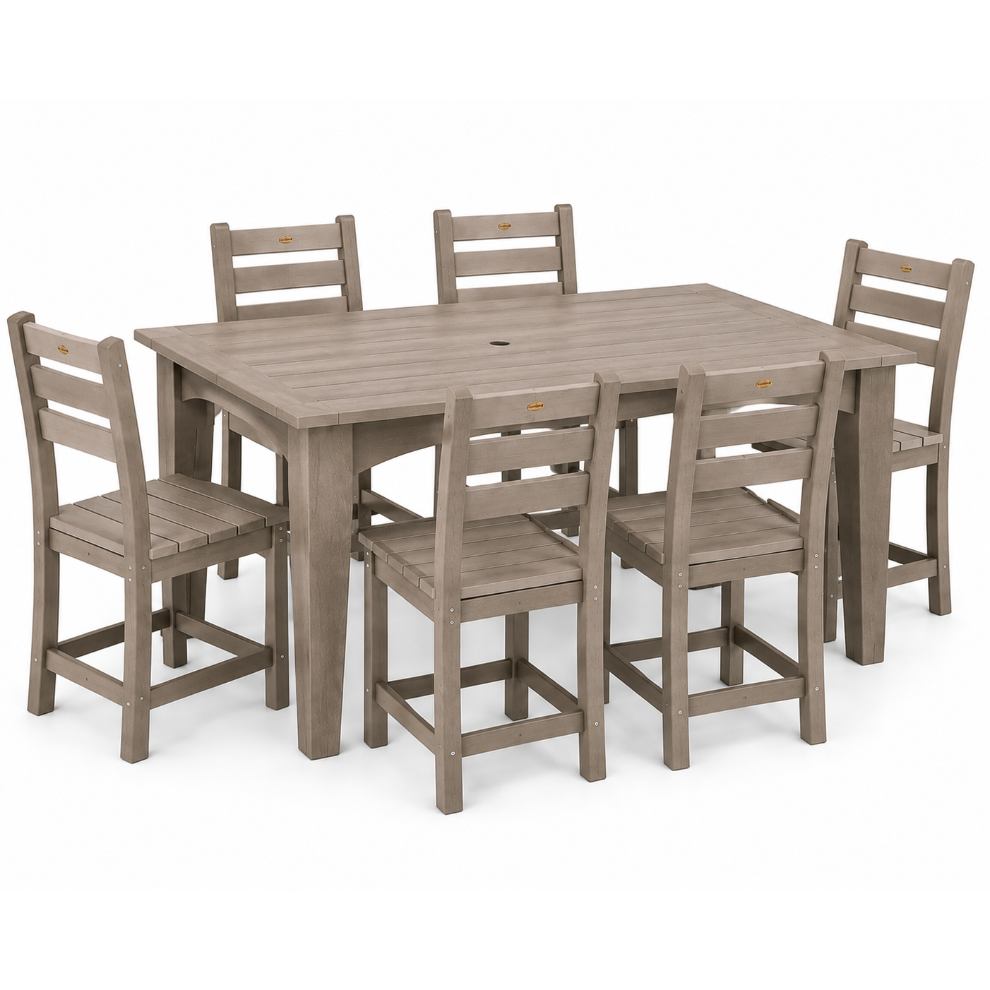 LuxCraft 44" x 72" Island 7-Piece Dining Table Set with 6 Side Chairs