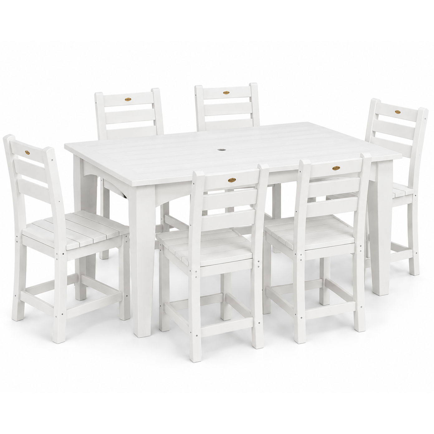 LuxCraft 44" x 72" Island 7-Piece Dining Table Set with 6 Side Chairs