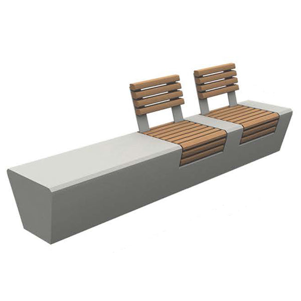 Wausau Tile ZB.WL.16 Large Bench with Two Single Seats with Backrests official product image