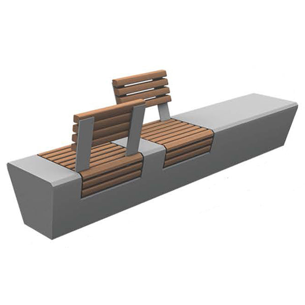 Wausau Tile ZB.WL.17 Large Bench with Two Single Seats with Backrests official product image