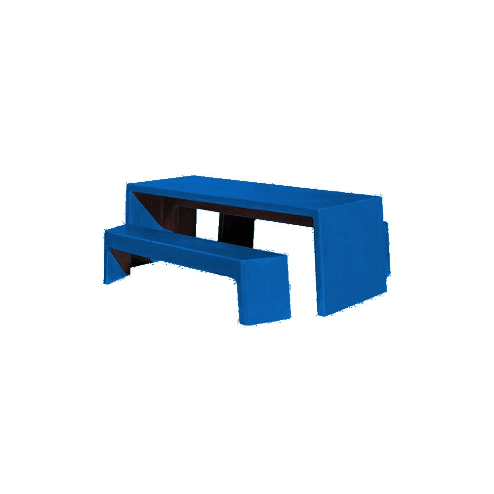 TF3200 Free-Standing 2 Bench Concrete Table Set — Premium Acid Wash Stain — STK-117 Blue — digitally rendered color preview