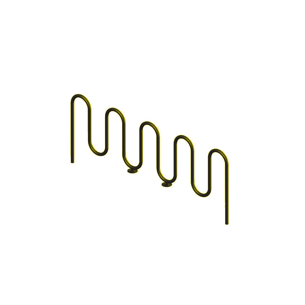 MF9019 Inground Mount 9 Loop Bike Rack — Metal Powder Coat — S1 Yellow — digitally rendered color preview