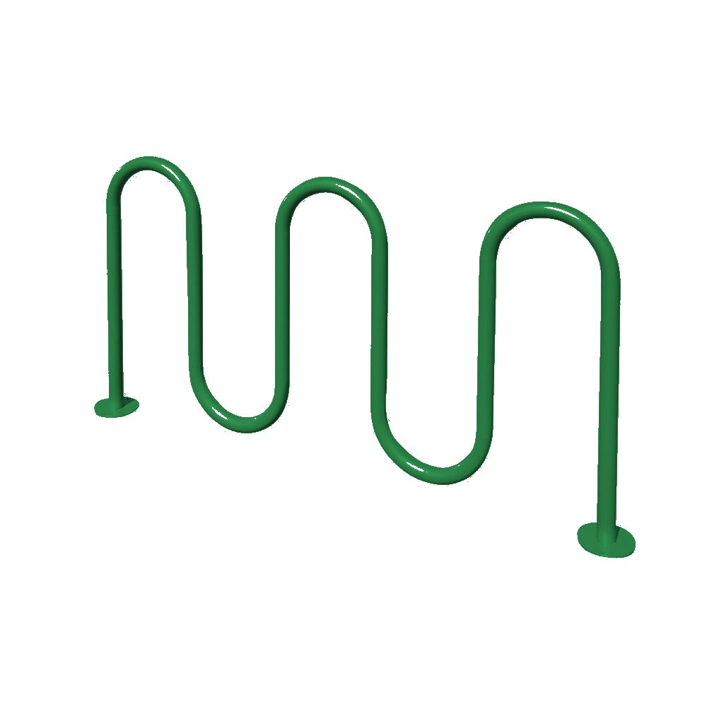 MF9009 Surface Mount 5 Loop Bike Rack — Metal Powder Coat — 69 Emerald — digitally rendered color preview