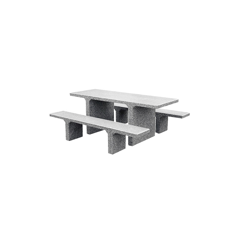 TF3225 Concrete Picnic Table Set — Weatherstone — W31 Fog — digitally rendered color preview