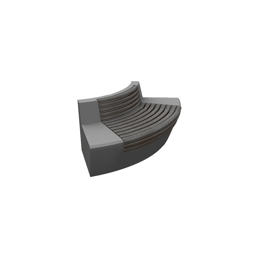 ZB.WL.32 Large Curved Concrete Bench With Seat — Acid Wash — A26 Charcoal — digitally rendered color preview