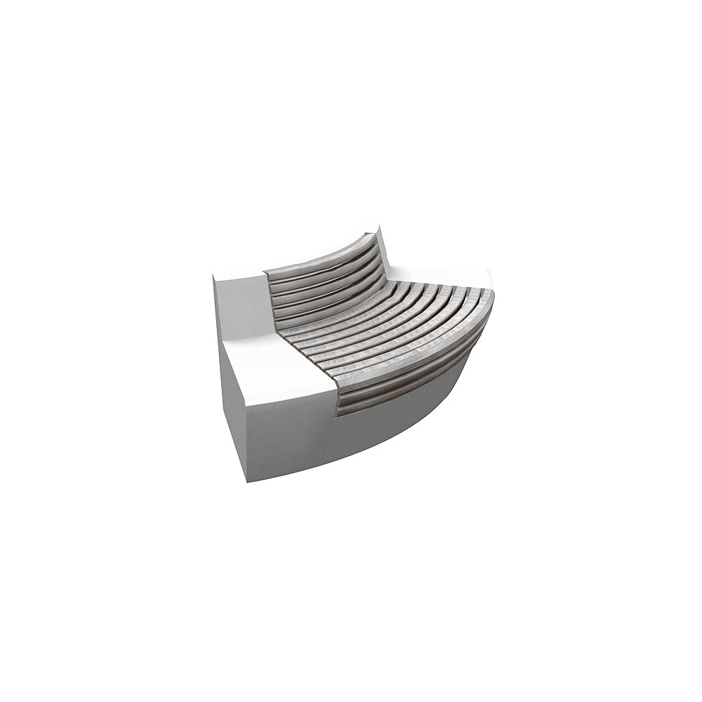 ZB.WL.32 Large Curved Concrete Bench With Seat — Acid Wash — A30 Star — digitally rendered color preview