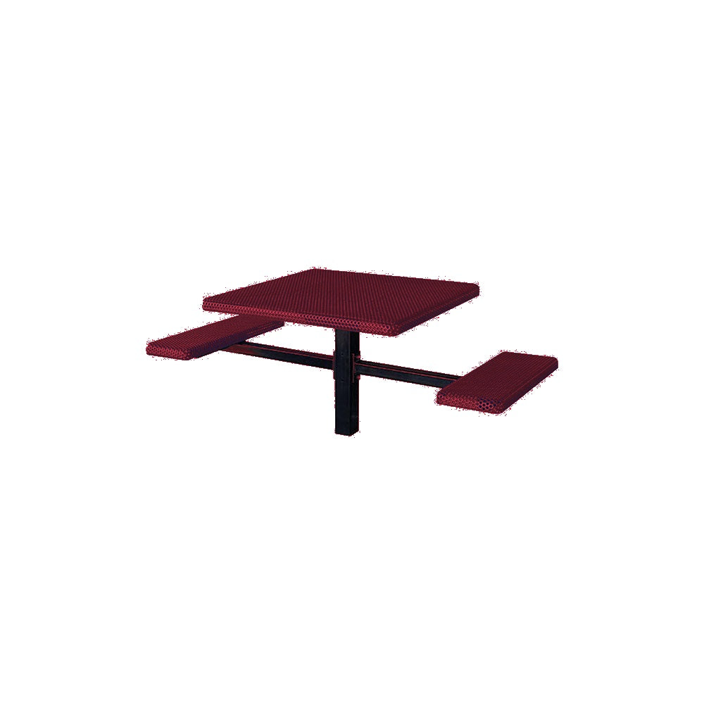 MF1062 Square 2-Bench Inground Mount ADA Compliant Table — Metal Powder Coat — S43 Fireweed — digitally rendered color preview