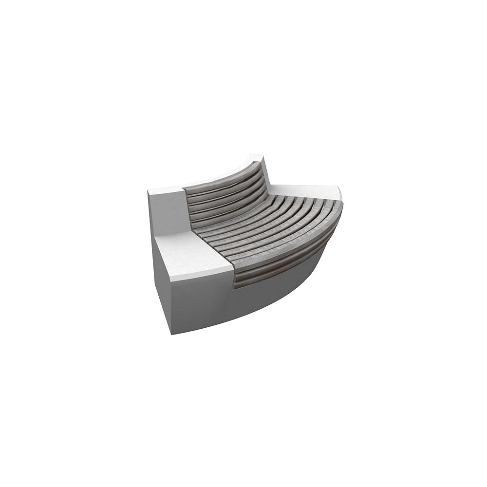 ZB.WL.32 Large Curved Concrete Bench With Seat — Acid Wash — A31 Fog — digitally rendered color preview