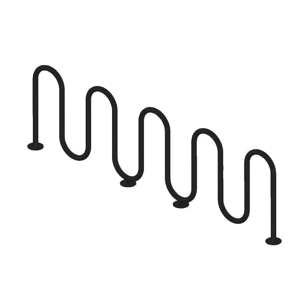 MF9010 Surface Mount 9 Loop Bike Rack — Metal Powder Coat — 126 Charcoal — digitally rendered color preview