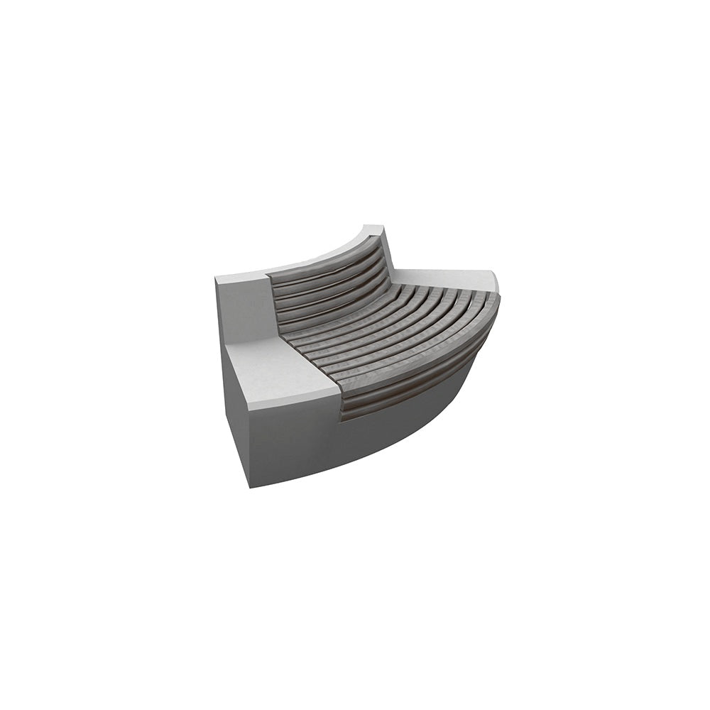 ZB.WL.32 Large Curved Concrete Bench With Seat — Weatherstone — W31 Fog — digitally rendered color preview
